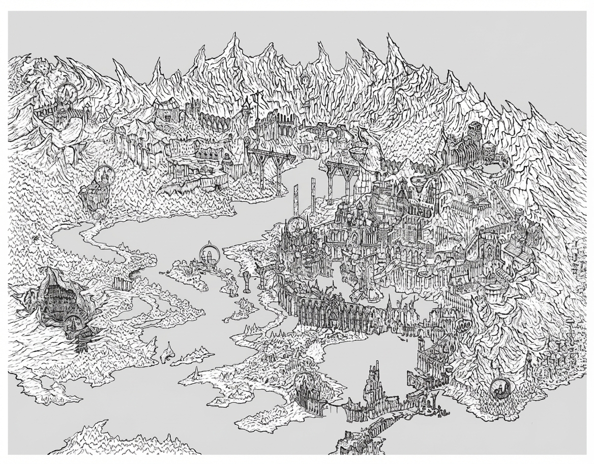 Map of the world of the Enduring Lesser Lights